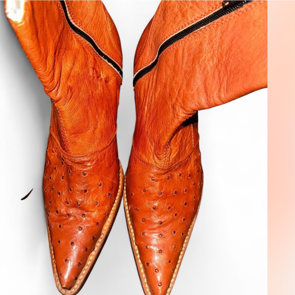 Women's Orange Leather Boots